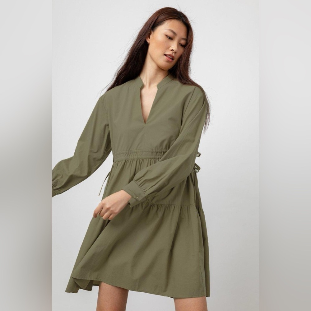 NEW RAILS ivy cotton dress moss long sleeve tiered boho coastal capsule rodeo